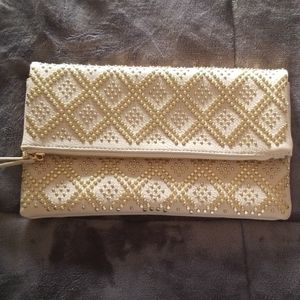 Chic Cream Studded Clutch